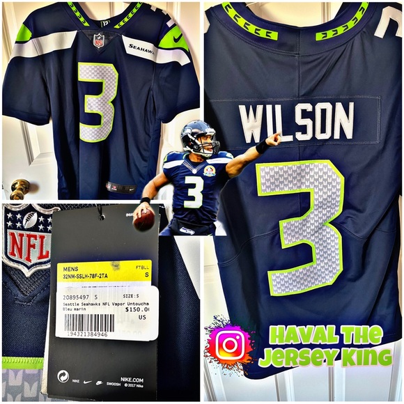 Russell Wilson Seattle Seahawks Nike Vapor Untouchable Limited Jersey - Navy - Picture 1 of 2